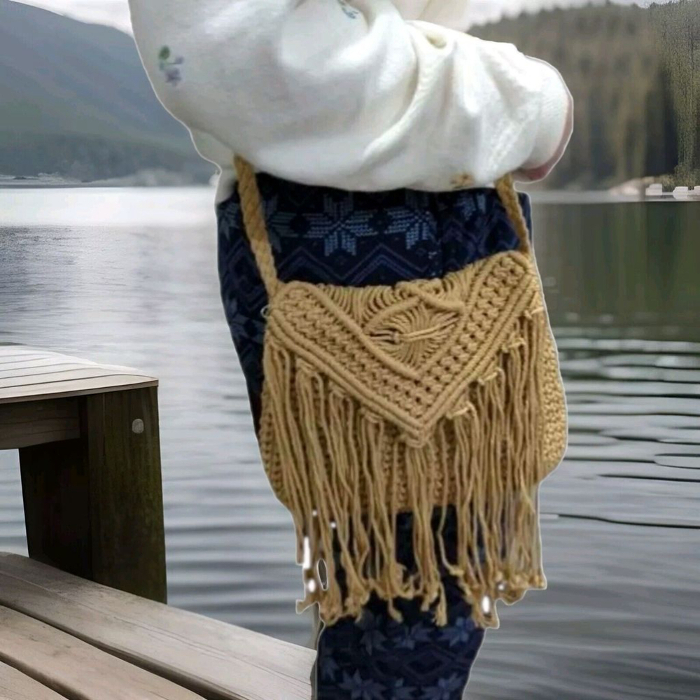 Bohemian Purse Crocheted Crossbody  womens vintage style shoulder Tote